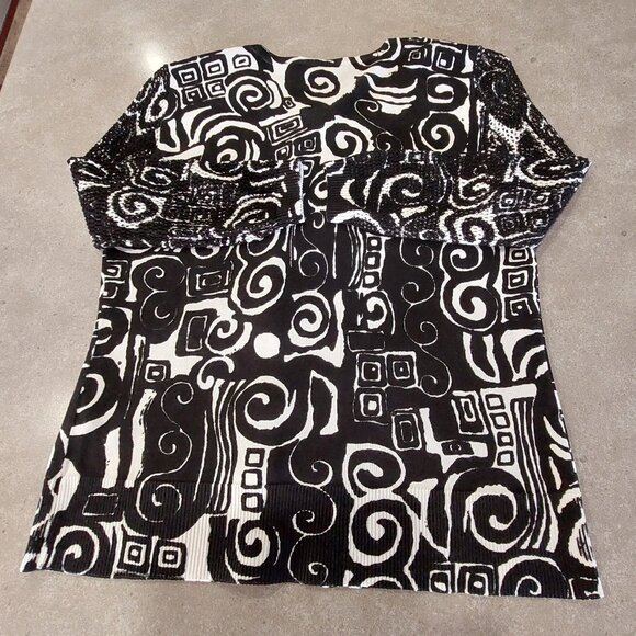 NYGARD COLLECTION Women's Geometric Print Cardigan w/Beading - Black/White  SML - Picture 3 of 12